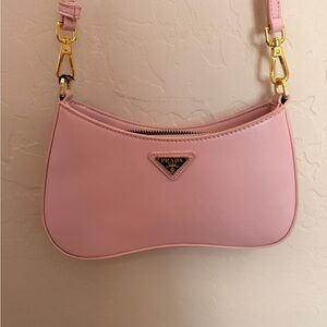 Prada Pink Leather Shoulder Bag with Gold Hardware